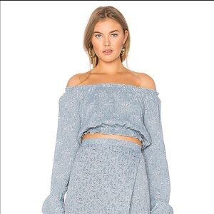 Lisakai revolve long sleeve blue crop top
